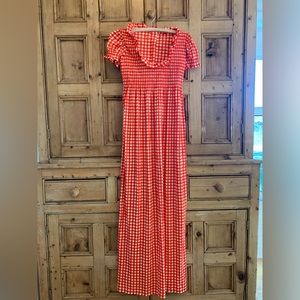 Vintage Tracy Petites Red Gingham Maxi Prairie Dress Size XSmall